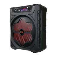 QFX 8" Bluetooth Rechargeable Portable Speaker with Muliti LED Lights, Microphone Input, TWS