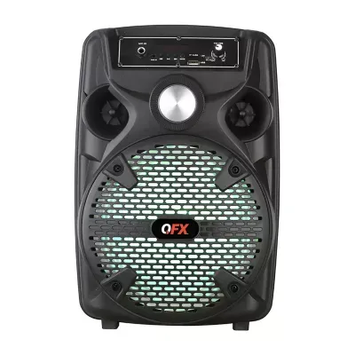 QFX 8" Bluetooth Rechargeable Portable Speaker with Stand,Microphnoe, LED Lights, Microphone Input