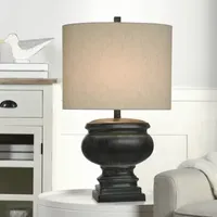 Collective Design By Stylecraft Oval Charcoal Pottery Table Lamp