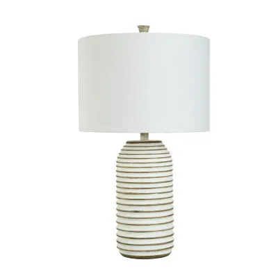 Collective Design By Stylecraft White Washed Wood Table Lamp