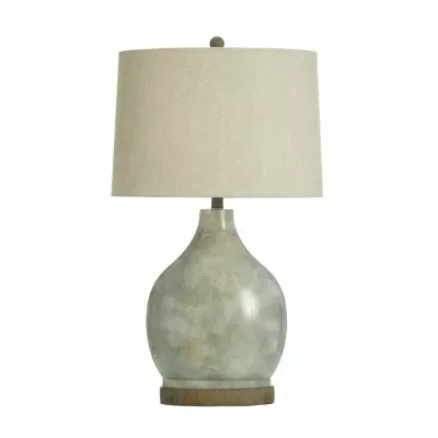 Collective Design By Stylecraft Oval Green Mercury Glass Table Lamp