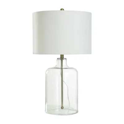 Collective Design By Stylecraft Glass With Gold Metal Rod Table Lamp