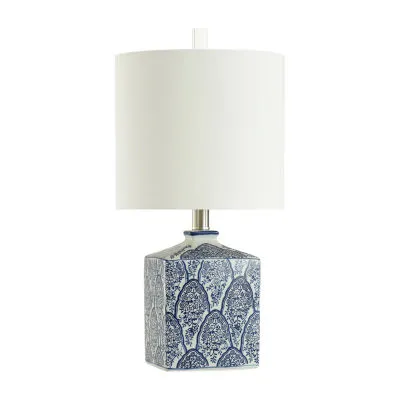 Collective Design By Stylecraft Blue And White Ceramic Table Lamp