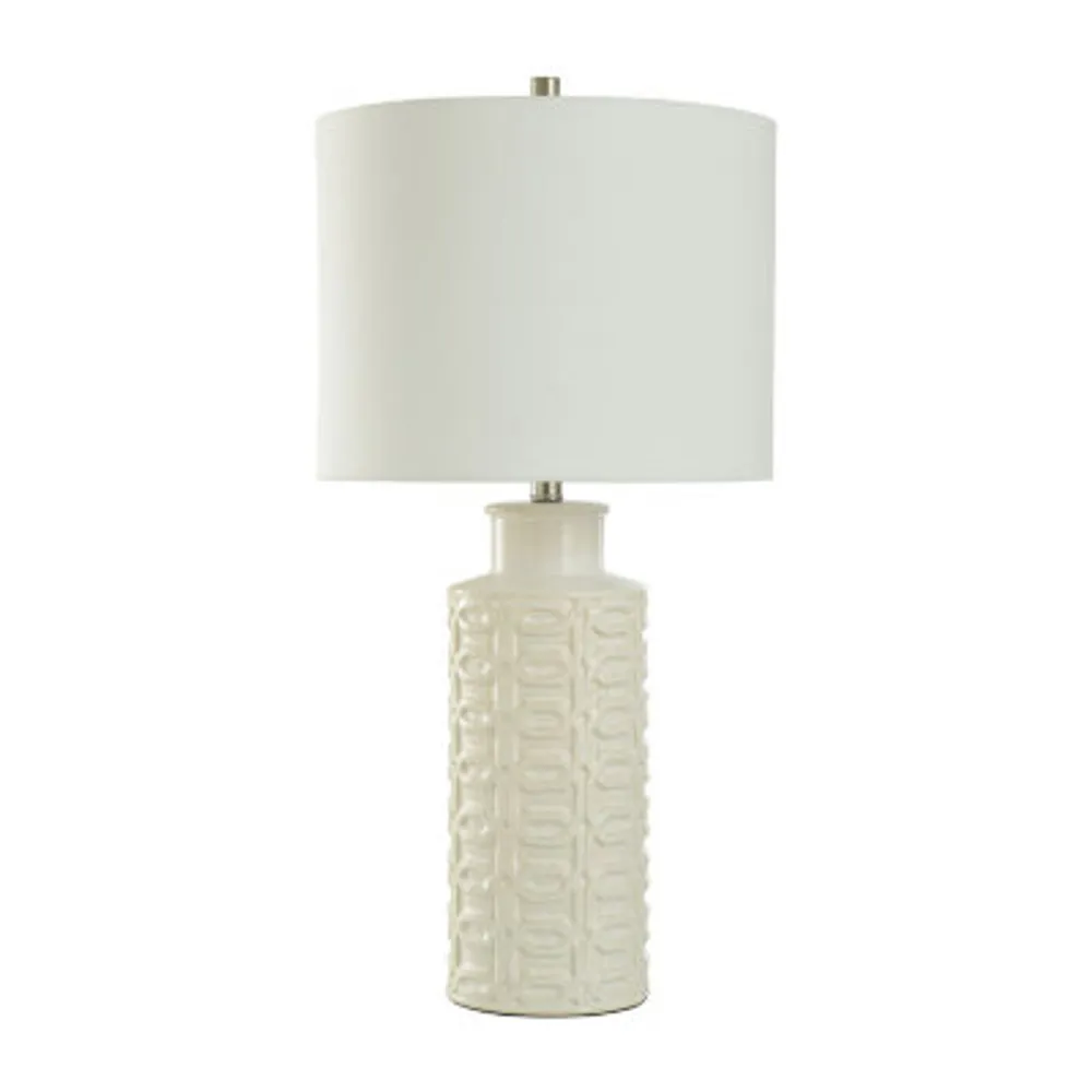 Collective Design By Stylecraft White Textured Ceramic Table Lamp