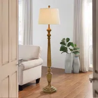 Collective Design By Stylecraft Classic Wood Tone Floor Lamp