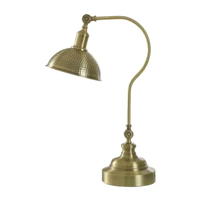 Collective Design By Stylecraft Brass With Hammered Globe Desk Lamp
