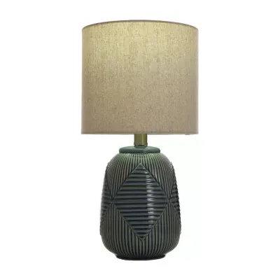Collective Design By Stylecraft Textured Navy Ceramic Table Lamp