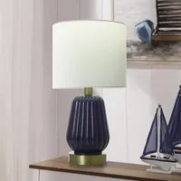 Collective Design By Stylecraft Navy Glass Table Lamp