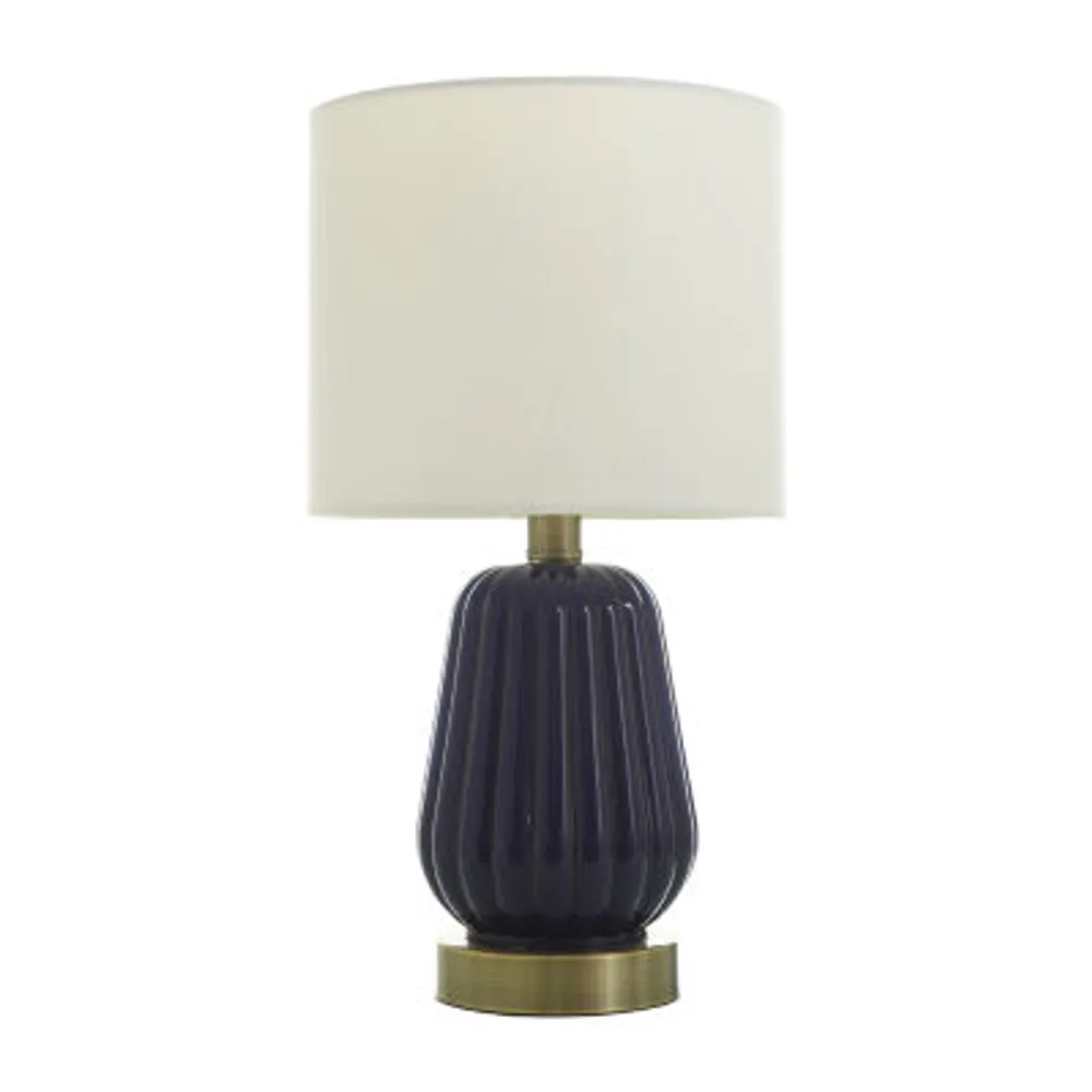 Collective Design By Stylecraft Navy Glass Table Lamp