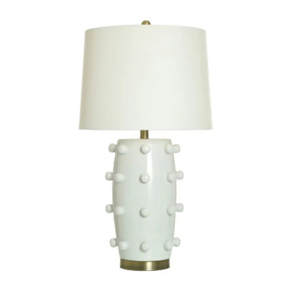 Collective Design By Stylecraft White Ceramic With Round Appliques Table Lamp