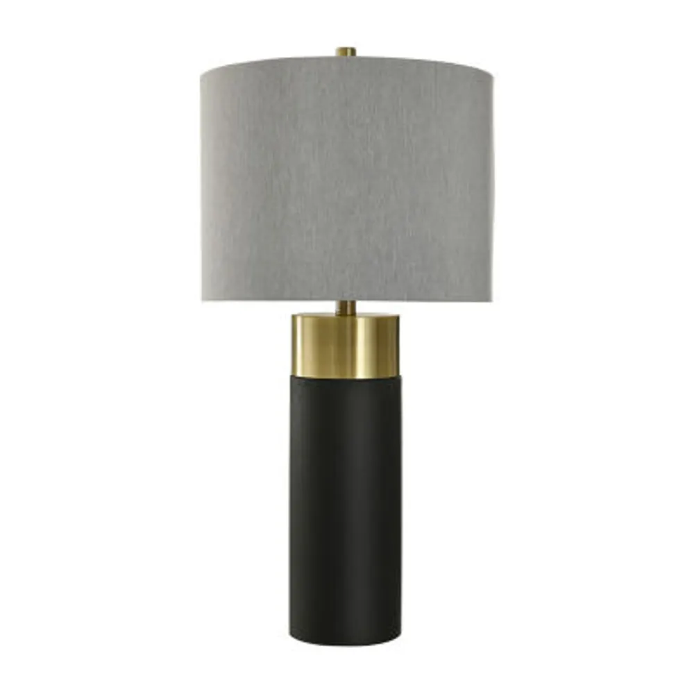 Collective Design By Stylecraft Black Cement and Brass Table Lamp