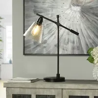 Collective Design By Stylecraft Black With Glass Shade Desk Lamp