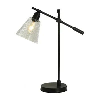 Collective Design By Stylecraft Black With Glass Shade Desk Lamp