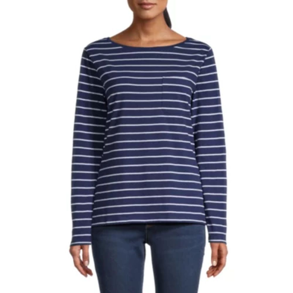 St. John's Bay Womens Tall Round Neck Long Sleeve T-Shirt