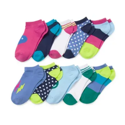 Thereabouts Little & Big Girls 10 Pair Low Cut Socks
