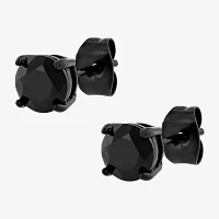 Genuine Black Spinel Stainless Steel 15.4mm Stud Earrings