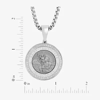 Mens 1/4 CT. T.W. Natural Diamond Stainless Steel Pendant Necklace