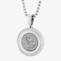 Mens 1/4 CT. T.W. Natural Diamond Stainless Steel Pendant Necklace