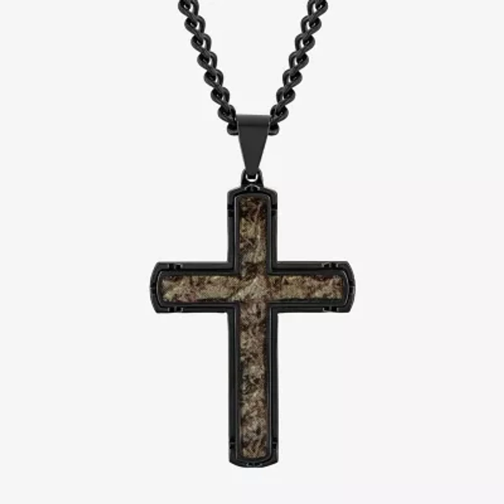 Mens Stainless Steel Cross Pendant Necklace