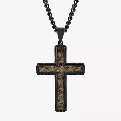 Mens Stainless Steel Cross Pendant Necklace