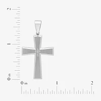 Mens Diamond Accent Natural White Diamond Stainless Steel Cross Pendant Necklace