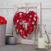 Northlight 13.5in Red And Pink Wooden Rose Valentine'S Day Artificial Spring Indoor Outdoor Wreath