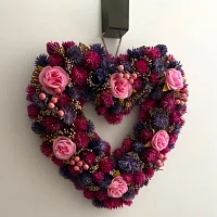 Northlight 13.5in Pink And Purple Floral Berry And Twig Heart-Shaped Artificial Spring Wreath