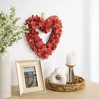 Northlight 14in Salmon Pink Valentine'S Day Wooden Floral Heart Indoor Wreath