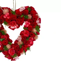 Northlight 10n Red Wooden Rose Floral Heart Shaped Artificial Valentine'S Day Wreath