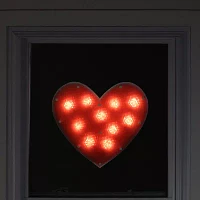 Northlight 13in Lighted Shimmering Red Heart Window Silhouette Decoration Valentines Day Yard Art