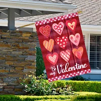 Northlight 28in X 40in Plaid And Heart Outdoor House Flag Valentines Day Yard Art