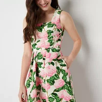 Danny & Nicole Womens Sleeveless Floral Midi Fit + Flare Dress