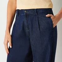 Liz Claiborne Womens Mid Rise Wide Leg Jean