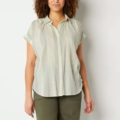 a.n.a Womens Short Sleeve Camp Shirt Tall