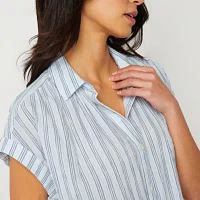 a.n.a Womens Short Sleeve Camp Shirt Tall