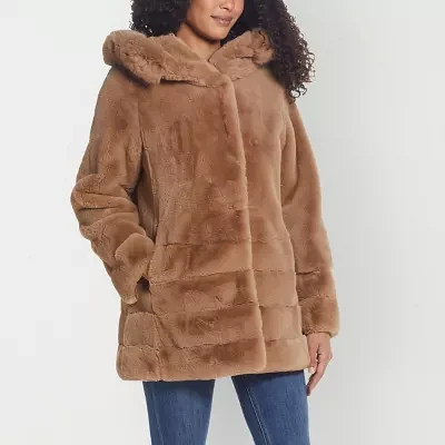 Gallery Womens Lined Heavyweight Faux Fur Coat