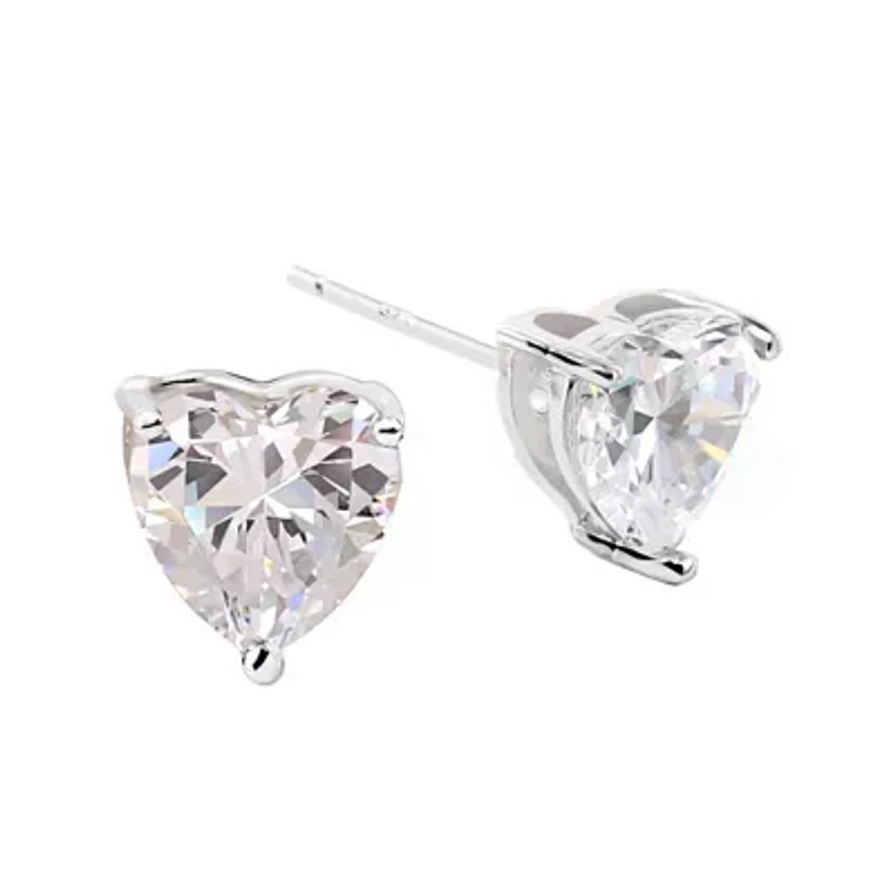 DiamonArt® Sterling Silver Heart Cubic Zirconia Stud Earrings 