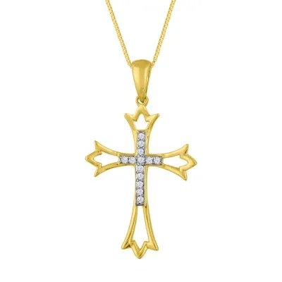 Women's Diamond Accent 10K Gold Cross Pendant Necklace