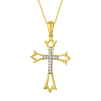 Women's Diamond-Accent 10K Gold Cross Pendant Necklace