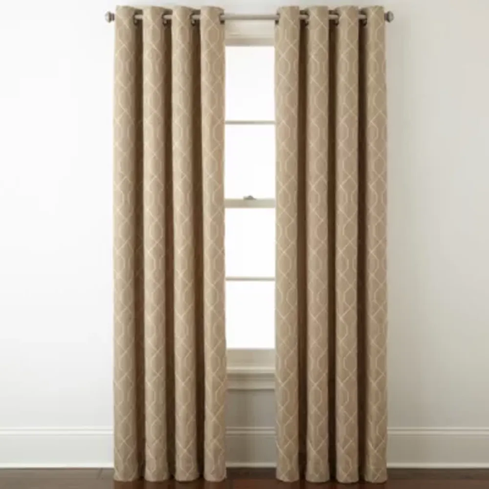 JCPenney Home Pasadena Embroidery Blackout Grommet Top Single Curtain Panel