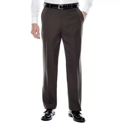 Stafford® Travel Flat-Front Sharkskin Dress Pants - Classic