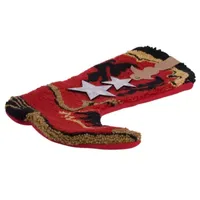 Glitzhome Red Boot Hooked Christmas Stocking