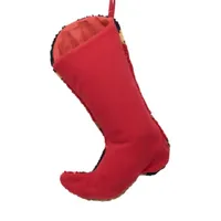 Glitzhome Red Boot Hooked Christmas Stocking