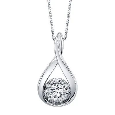 Teardrop Womens 1/2 CT. T.W. Genuine White Diamond 14K White Gold Pear Pendant Necklace