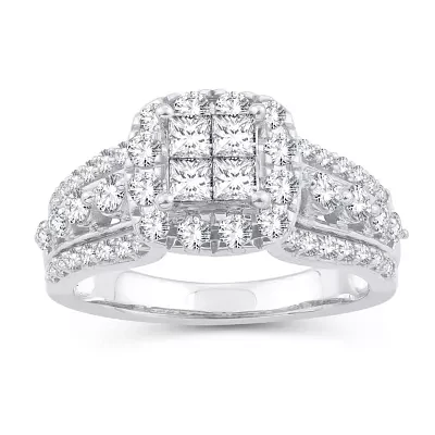 Womens 1 1/3 CT. Natural White Diamond 10K Gold Cushion Engagement Ring