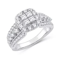 Womens 1 1/3 CT. Natural White Diamond 10K Gold Cushion Engagement Ring