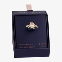 Sparkle Allure Cubic Zirconia 14K Gold Over Brass Rectangular Engagement Ring