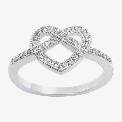 Sparkle Allure Womens 2.5MM Cubic Zirconia Pure Silver Over Brass Heart Band