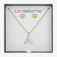 Liz Claiborne Initial Pendant Necklace And Heart Stud Earring 2-pc. Jewelry Set