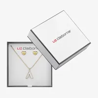 Liz Claiborne Initial Pendant Necklace And Heart Stud Earring 2-pc. Jewelry Set